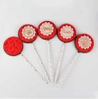 Kit Carimbos Bons Desejos 5cm - Rosa Bebe